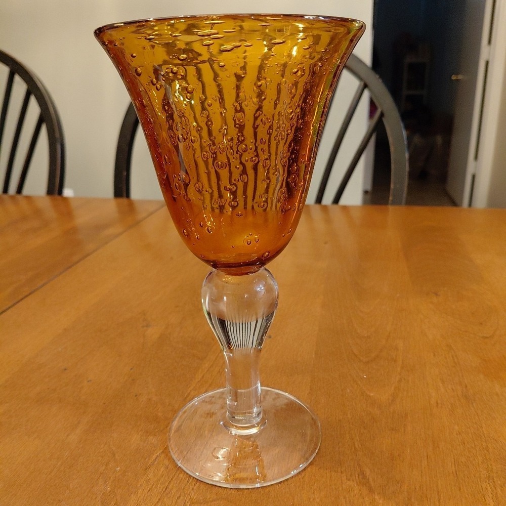 Beautiful Artland Iris Amber Controlled Bubble 8.5" Glass